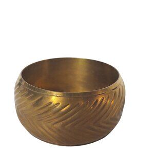 Vintage Brass Etched Chevron Bangle Bracelet 60s 70s
